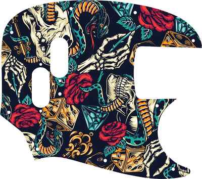 WD Custom Pickguard For Fender Mustang Bass Reissue #GT03 Vintage Flash Tatto...