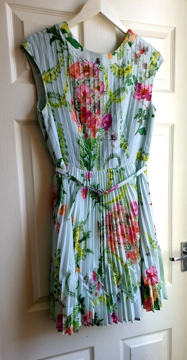 TED BAKER PERLAA GREEN SHADES FLORAL DRESS SIZE 2. UK 10 eBay