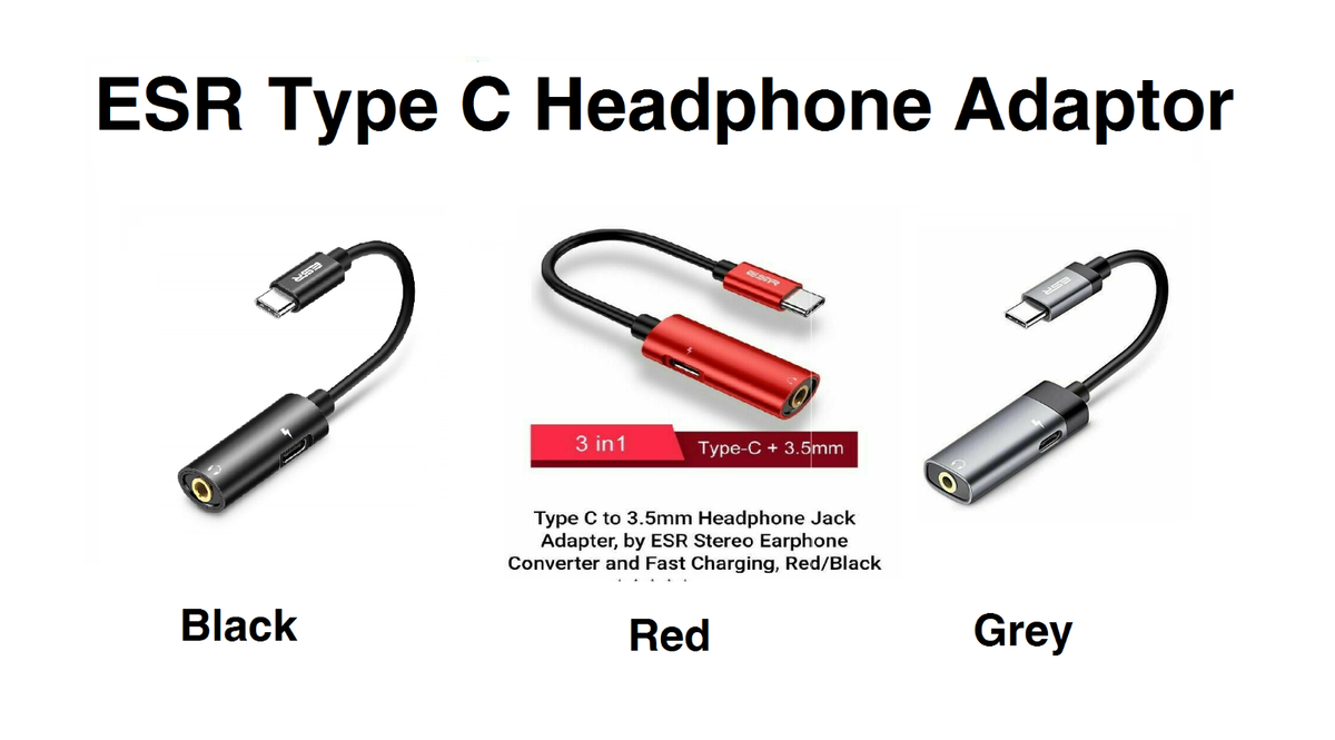 ESR 2-IN-1 USB-C Headphone Jack Charge Adapter for Android Type-C Phones