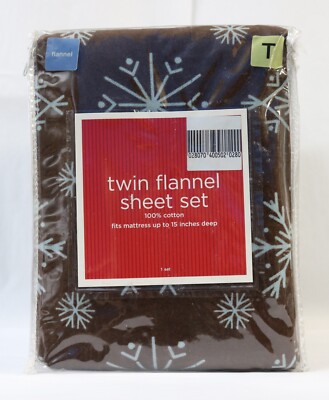 NEW! Twin Flannel Sheet Set - Snowflakes - Target - Flat, Fitting & Pillow Case