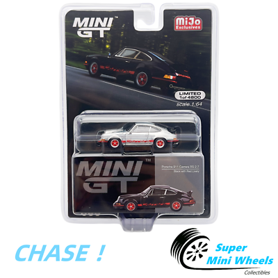 CHASE Mini GT 1:64 Porsche 911 Carrera RS 2.7 Black with Red