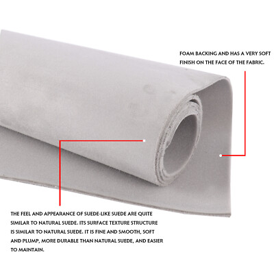 8ft x 5ft Gray Suede Headliner Fabrics 1/8'' Foam Backed Car Interior Upholstery