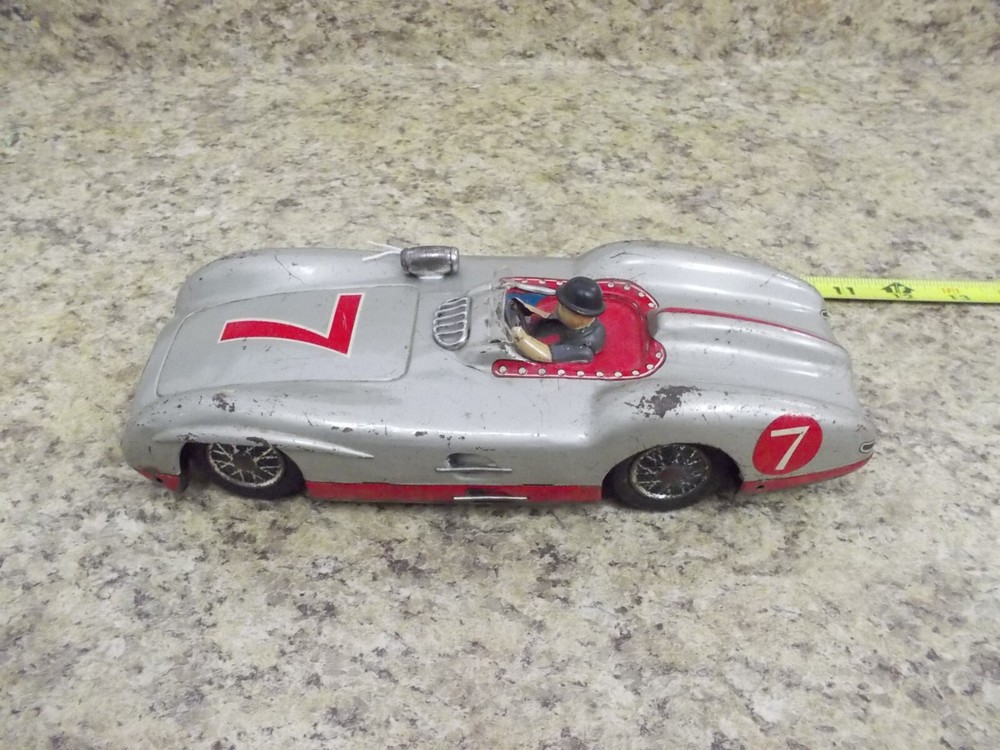Vintage Tin ORIGINAL Automobile #7 Racer 1950's Race Car Toy