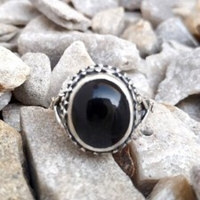 Genuine Black Onyx Gemstone 925 Sterling Silver Ring For Women Gift Jewelry