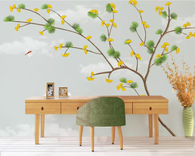 3D Pine Branch ZHUA8219 Wallpaper Wall Murals Removable Self-adhesive Ann 24