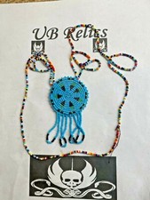 VINTAGE Native American Beaded Medallion Necklace / Trading Post Jewelry