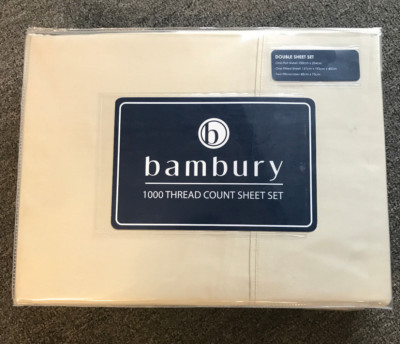 BAMBURY 1000 Thread Count Cream Bedroom Double Bed Sheet Set Bedroom Decor