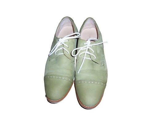 COLE HAAN SADDLE SHOES BLUE W/ OLIVE GREEN SUEDE MEN