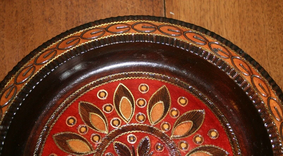 VTG Inlaid Copper & Wood Serving Tray Scandinavian Poland 8 5/8" - Image 2 of 4