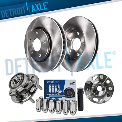 Front Disc Rotors Wheel Hubs 12pc Lug Nuts w/Key for Impala Regal Malibu Equinox