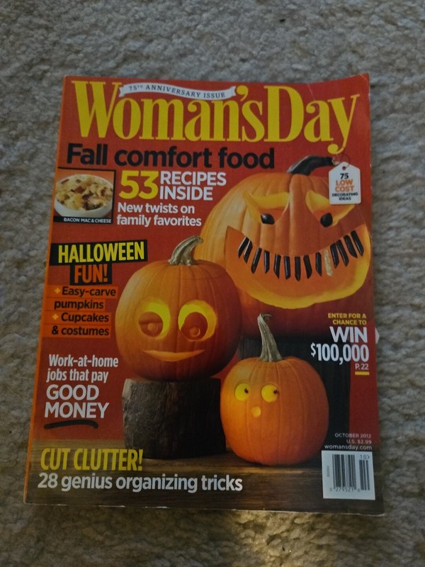 Woman's Day Magazine Halloween Fun 53 Recipes Inside October 2012  Carve Pumpkin
