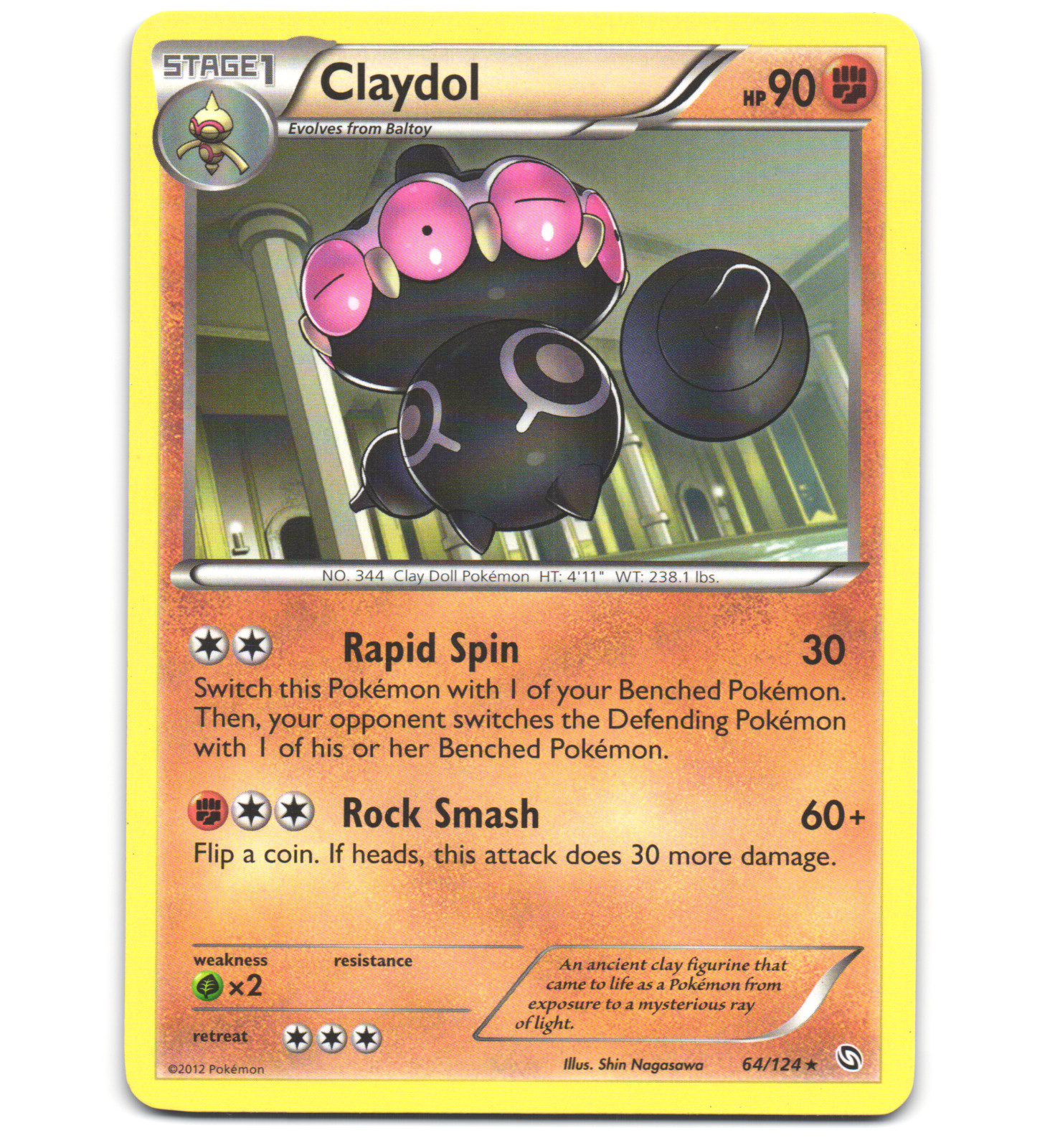 Pokemon 2012 Moderate Play Claydol Dragons Exalted Rare 64/124 Card
