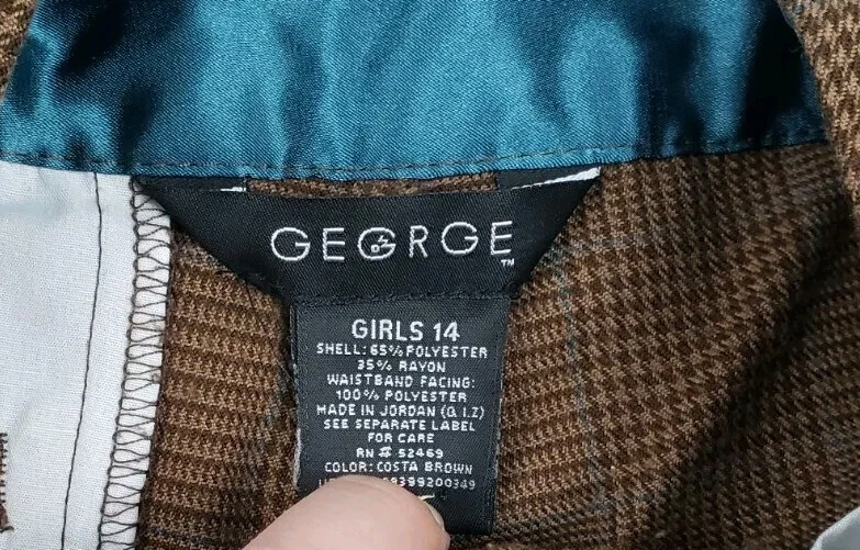 Pantalones de vestir George Capri pierna ancha marrón a cuadros niñas talla 14 Foto 4 de 4