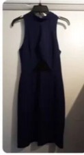 Allen Schwartz NWT 6 $260 Navy Mesh Cut Out Waist Dress STUNNING DRESS!