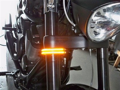 39mm Fork Led Turn Signal Double Light Bars For Hd Sportster Dyna Smoked Lens Ebay