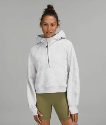 Lululemon White Scuba Oversized Half-Zip Hoodie - Women's Size M-L