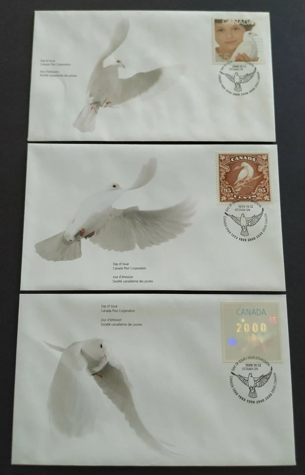 Canada 1999 / 2000 Millennium Series Hologram Stamp Dove of Peace FDC (Set of 3) - Image 2 of 4