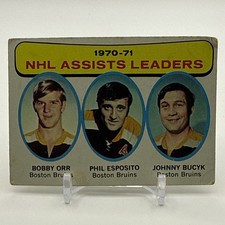 1971-72 Topps 1970-71 NHL Assists Leaders Bobby Orr Phil Esposito Bucyk) LL #2