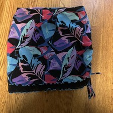 Wild Fable Mesh Side Ruched Leaf Pattern Floral Skirt Black Brights Small