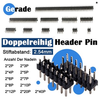 2.54mm Abstand 2 Bis 40P Doppelreihig Steckverbinder Gerade Pin Male Pins Header