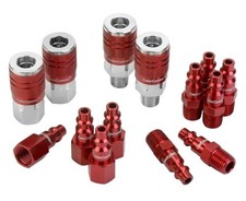 ColorConnex Coupler & Plug Kit, Industrial Type D, 1/4" NPT, Red, 14-Pc - A73458