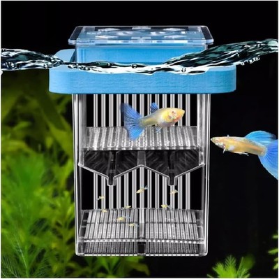 Fish Breeding Box with Lid and Floating Ring, Aquarium Divider Incubator