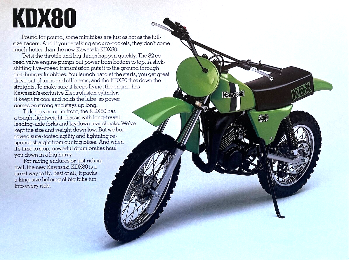 1981 Kawasaki KDX80 double-side brochure-literature KDX 80 P/N
