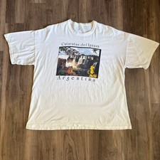 Vintage Iguazu Falls Nature T-Shirt Size L Boxy 1990s Argentina White Worn