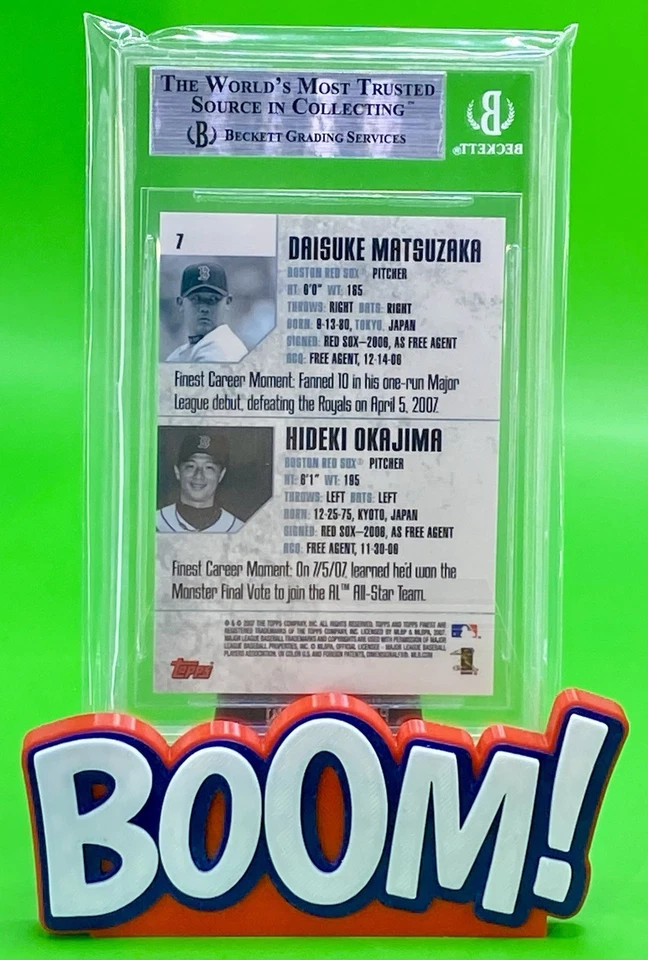 2007 Topps Finest Rookie Redemption Daisuke Matsuzaka Hideki Okajima BGS 9 SP - Image 2 of 2