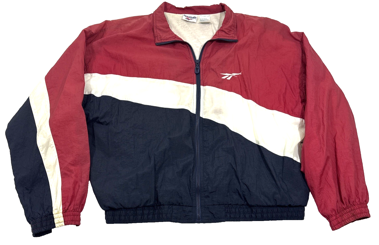 Vintage 90s Reebok Mens L Full Zip Nylon Tracksuit Windbreaker Jacket Red EUC