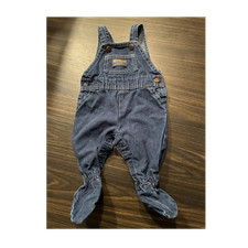 Vintage OshKosh B'gosh Blue Denim Footed Overall One-Piece 3-6 Months Snap