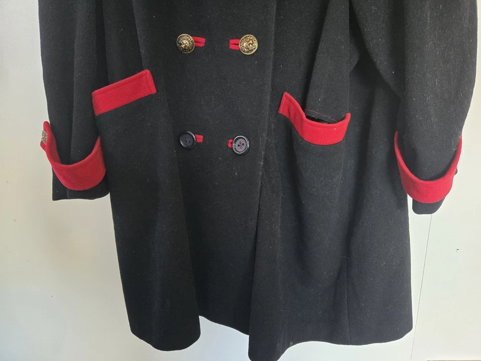 Abrigo De Colección Bloomingdales Mujer XL Negro 100% Lana Abrigo Dinero Antiguo Silencioso Lujo Foto 3 de 4