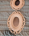 Vintage White faux Rattan Wall Mirrors pair - 9x7 Ornate Wicker Look Oval Accent — photo 3