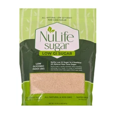 NuLife Low GI Sugar, 2 Pounds Bag, All-Natural Sweetener Made from Raw Sugar