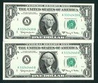 ((2 CONSECUTIVE)) $1 1963 ((CHOICE CU)) Federal Reserve Note ** PAPER CURRENCY — photo 2