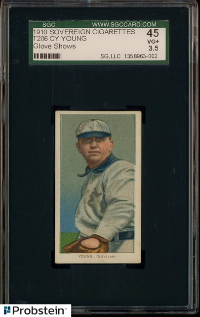 T206 Cy Young HOF Handschuh Shows Sovereign 350 Motive Rare Back SGC 45 sehr guter Zustand + 3,5