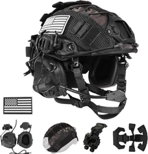 Tactical Helmet with Headset,4In1 Upgraded Adjustable with Helmet Cover for Airs
