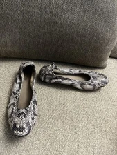 Arche Laius France Black White Shimmery Snakeskin Ballet Flats Size 37 (size 6)