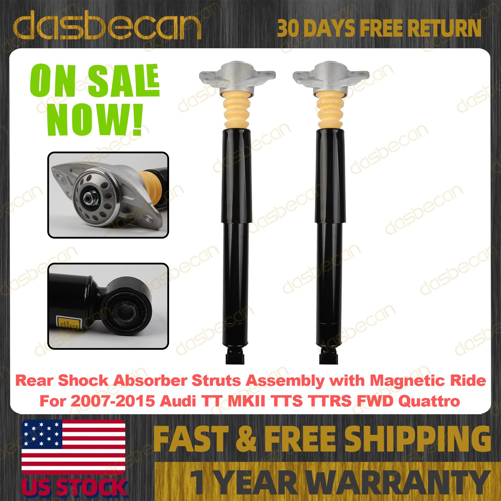 2x Rear Shock Struts Assys MagneRide For Audi TT MKII TTS TTRS FWD Quattro 07-15