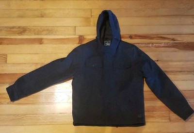 I Spiewak & Sons Mens CPO Naval Style Blk Wool Blend Jacket Hood Zip/Buttons L