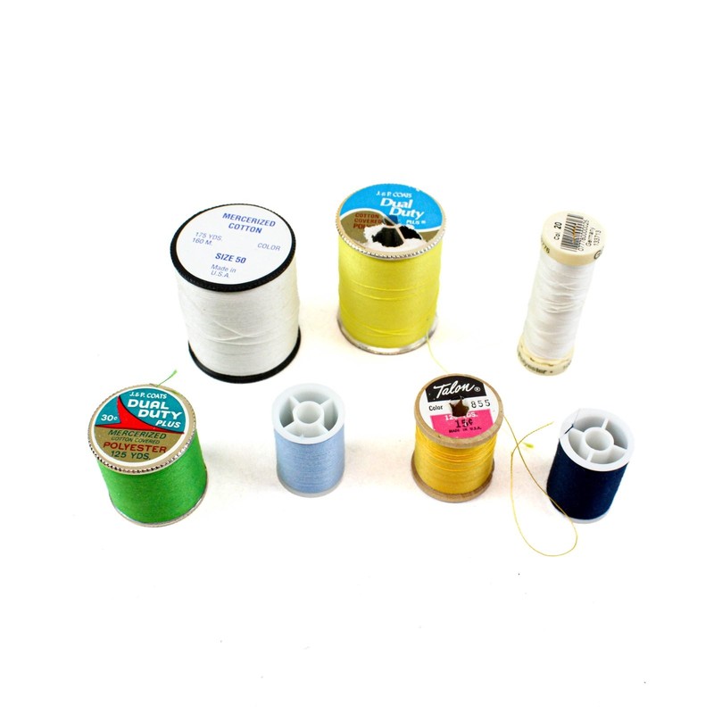 Lot of 7 J&P Coats Talon Gutermann Sewing Thread Spools Assorted Colors