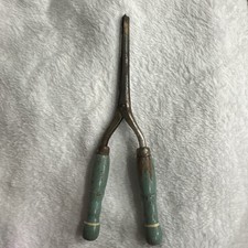 Vintage Antique Hair Curler Crimper Curling Iron Wood Handle Hand Tool
