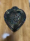 Fenton Strawberry Amethyst Carnival Glass Heart Shaped Candy Dish Trinket Box