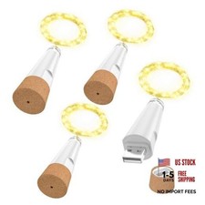 String Lights, USB Rechargeable Wine Bottle Lights with Cork, 2024 Warm/4Pack