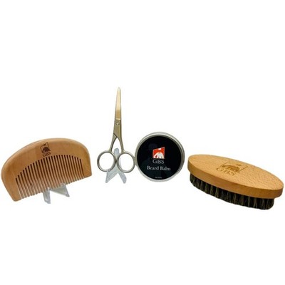 G.B.S Men's Premium Beard Kit, Oval Wood Handle Boar Bristle Brush, Beard... 