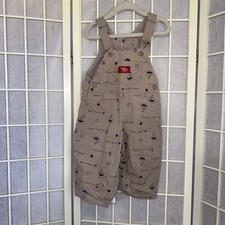 Vintage Oshkosh B'Gosh Vestbak Happy Sailing Sailboat Khaki Overalls 18 Months
