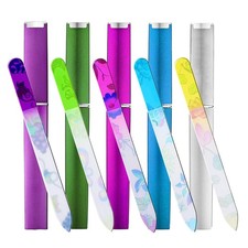 5 Pack Glass Nail File with Case, Crystal Fingernail Printed-5pcs With Case