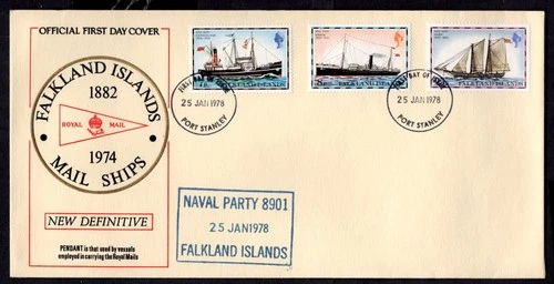 Falkland Islands - 1978 Mail Ships First Day Cover with Naval Party 8901 Cachet