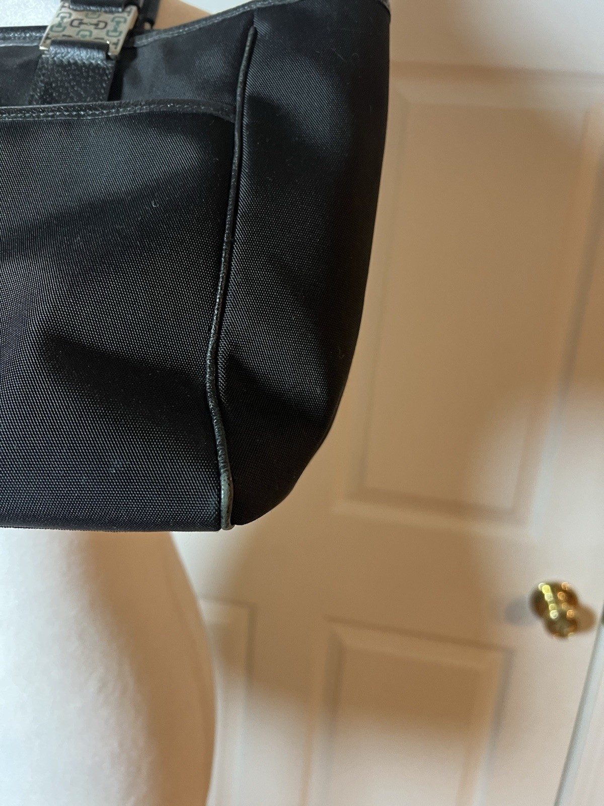 GUCCI Sherry Nylon Leather Tote Bag Hand Bag Black 145758 Classic VGT thumbnail 7