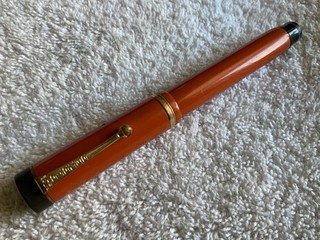 Vintage Parker Duofold Senior Red Fountain Pen w/14k Gold Fine Nib